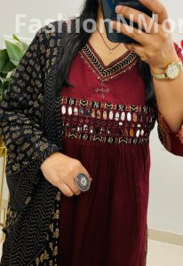 Designer Boutique Kurti Palazzo Set in Premium Dhabu Cotton with Ajrakh Dupatta