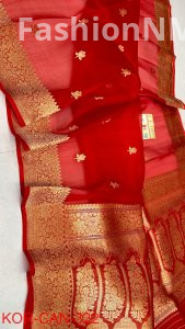 Pure Handloom Banarasi Kora Organza Silk Saree with Kadua Zari Weaving