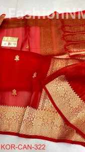 Pure Handloom Banarasi Kora Organza Silk Saree with Kadua Zari Weaving