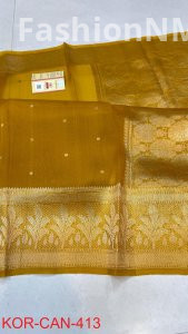 Pure Handloom Banarasi Kora Organza Silk Saree with Kadua Zari Weaving