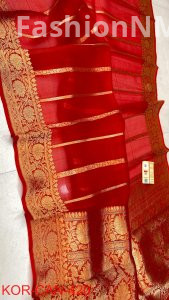 Pure Handloom Banarasi Kora Organza Silk Saree with Kadua Zari Weaving