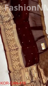 Pure Handloom Banarasi Kora Organza Silk Saree with Kadua Zari Weaving