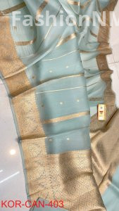 Pure Handloom Banarasi kora Organza Silk Saree with Kadua Zari Weaving