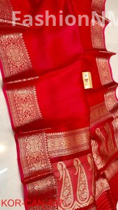 Pure Handloom Banarasi Kora Organza Silk Saree with Kadua Zari Weaving