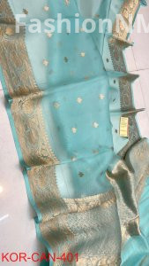 Pure Handloom Banarasi Kora Organza Silk Saree with Kadua Zari Weaving