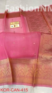 Pure Handloom Banarasi Kora Organza Silk Saree with Kadua Zari Weaving