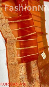 Pure Handloom Banarasi Kora Organza Silk Saree with Kadua Zari Weaving