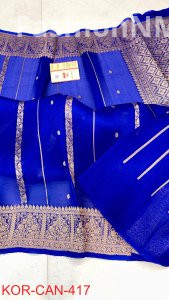Pure Handloom Banarasi Kora Organza Silk Saree with Kadua Zari Weaving