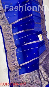 Pure Handloom Banarasi Kora Organza Silk Saree with Kadua Zari Weaving