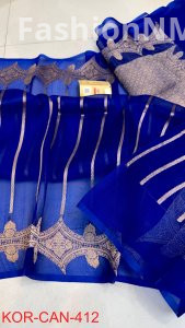 Pure Handloom Banarasi Kora Organza Silk Saree with Kadua Zari Weaving