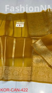 Pure Handloom Banarasi Kora Organza Silk Saree with Kadua Zari Weaving
