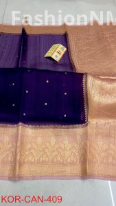 Pure Handloom Banarasi Kora Organza Silk Saree with Kadua Zari Weaving