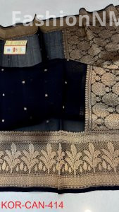 Pure Handloom Banarasi Kora Organza Silk Saree with Kadua Zari Weaving