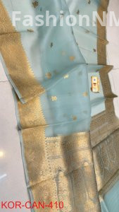 Pure Handloom Banarasi Kora Organza Silk Saree with Kadua Zari Weaving