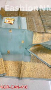 Pure Handloom Banarasi Kora Organza Silk Saree with Kadua Zari Weaving