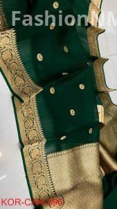 Pure Handloom Banarasi Kora Organza Silk Saree with Kadua Zari Weaving