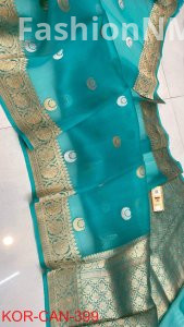 Pure Handloom Banarasi Kora Organza Silk Saree with Kadua Zari Weaving