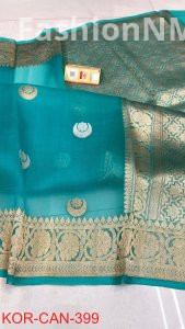 Pure Handloom Banarasi Kora Organza Silk Saree with Kadua Zari Weaving