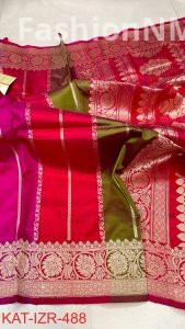 Pure Handloom Katan Silk Saree with Antique Zari