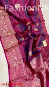 Pure Handloom Katan Silk Saree with Antique Zari