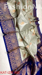 Pure Handloom Katan Silk Saree with Antique Zari