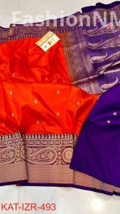 Pure Handloom Katan Silk Saree with Antique Zari