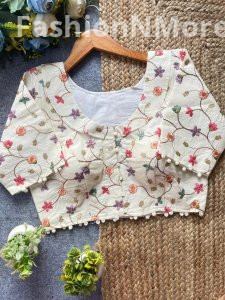 Khadi Pompom Camric Cotton Designer Blouse