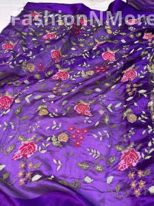 Pure Tissue Silk Saree with Petit Point Embroidery & Mashru Border