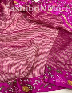 Pure Tissue Silk Saree with Petit Point Embroidery & Mashru Border
