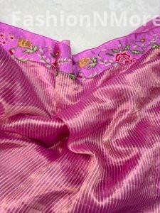 Pure Tissue Silk Saree with Petit Point Embroidery & Mashru Border