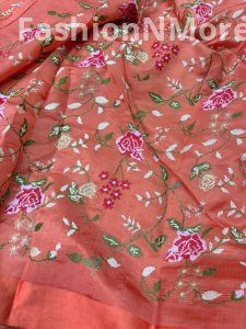 Pure Tissue Silk Petit Point Embroidery Saree with Mashru Border