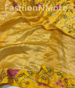 Pure Tissue Silk Petit Point Embroidery Saree with Mashru Border