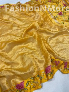 Pure Tissue Silk Petit Point Embroidery Saree with Mashru Border