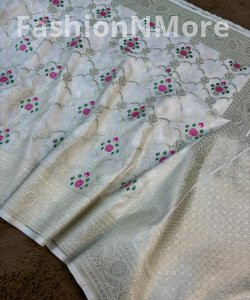 Premium Mashru Silk Tilffi Cutwork Jangla Saree