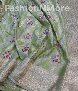 Premium Mashru Silk Tilffi Cutwork Jangla Saree