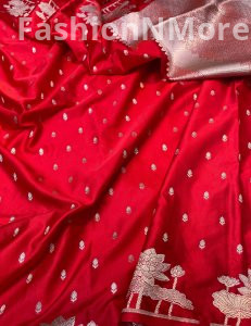 Premium Mashru Silk Butti Saree with Lotus Border