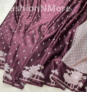 Premium Mashru Silk Butti Saree with Lotus Border