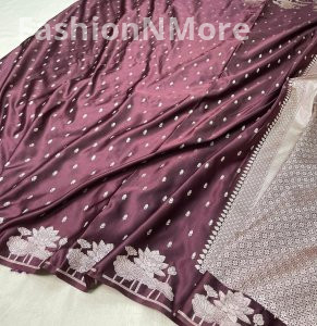Premium Mashru Silk Butti Saree with Lotus Border