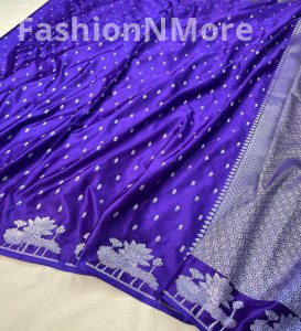 Premium Mashru Silk Butti Saree with Lotus Border
