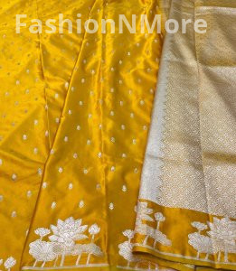 Premium Mashru Silk Butti Saree with Lotus Border