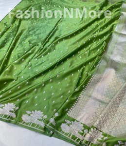 Premium Mashru Silk Butti Saree with Lotus Border