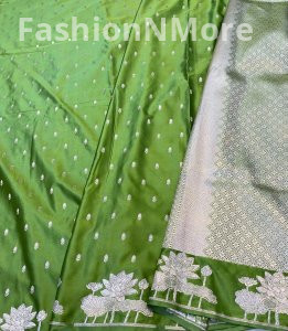 Premium Mashru Silk Butti Saree with Lotus Border