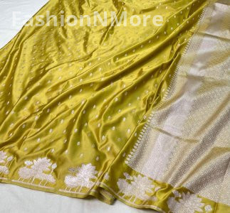 Premium Mashru Silk Butti Saree with Lotus Border