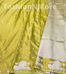 Premium Mashru Silk Butti Saree with Lotus Border