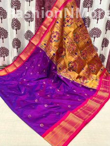 Pure Silk Kadiyal Border Paithani Saree