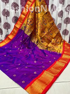 Pure Silk Kadiyal Border Paithani Saree