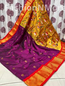 Pure Silk Kadiyal Border Paithani Saree