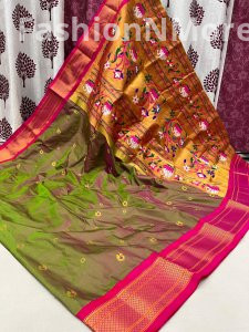 Pure Silk Kadiyal Border Paithani Saree