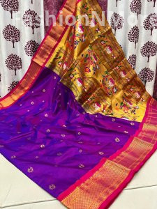 Pure Silk Kadiyal Border Paithani Saree