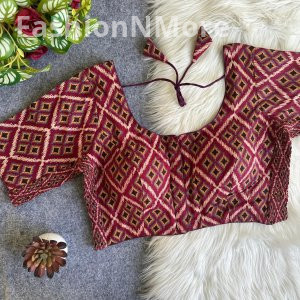 Premium Pure Ikkat Cotton Flexi Fit Readymade Blouse | Free Size (36–42)